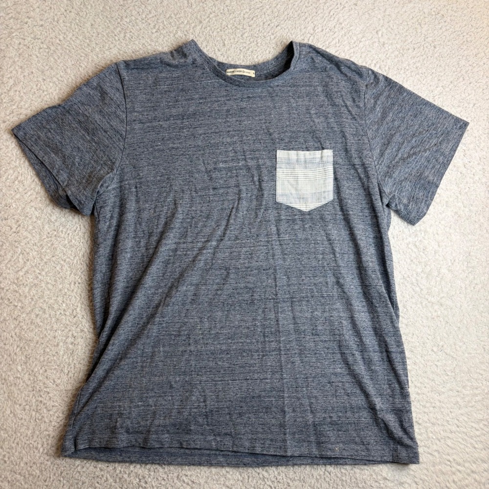 Marine Layer Re-Spun Mens XL Blue Heathered Pocket Tee Shirt 13796